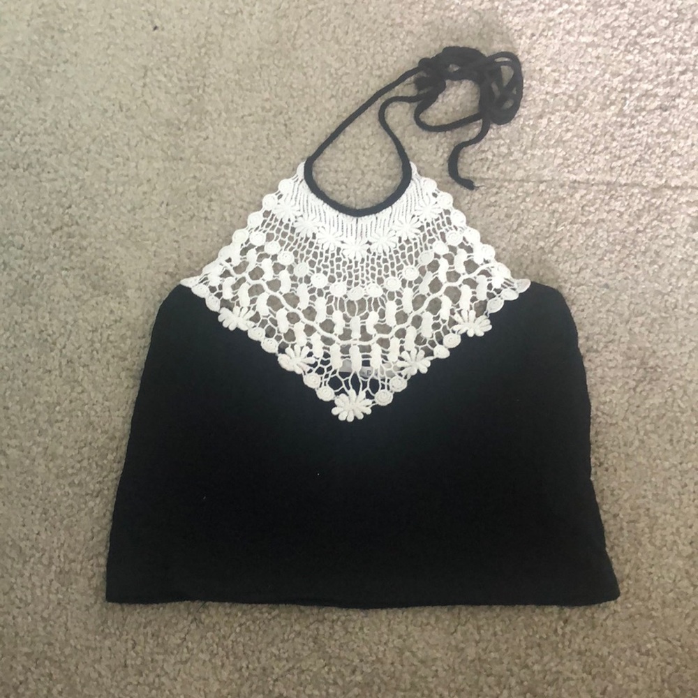 Black halter top crop top